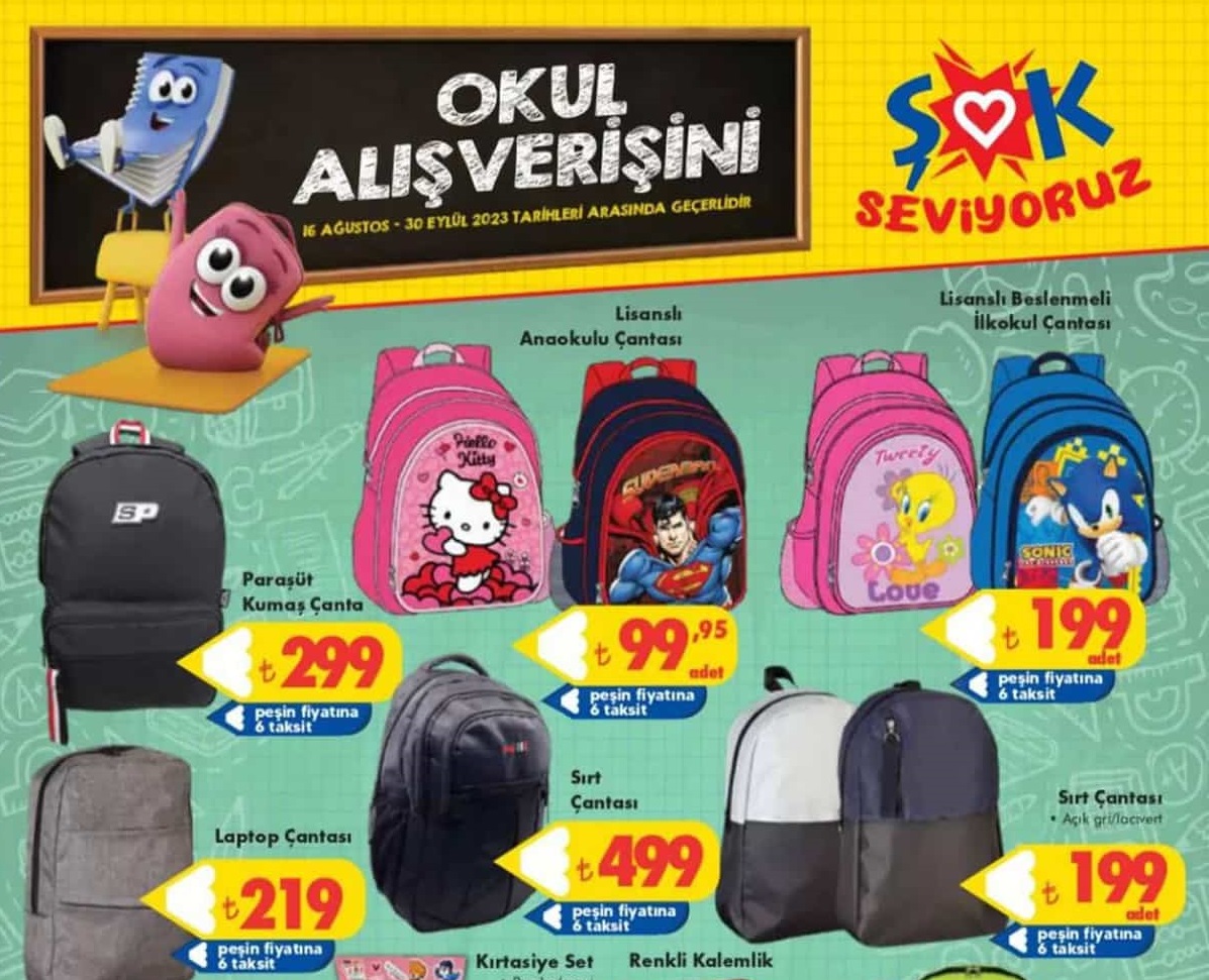 Şok Market   30 Eylül 2023 e Kadar Geçerli Okul Gereçleri ve  Aktüel İndirimli Ürünler Kataloğu