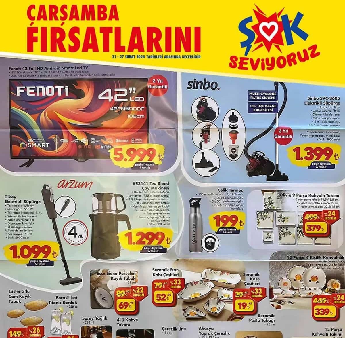 Şok Market  21 – 28 Şubat 2024 Aktüel İndirimli Ürünler Kataloğu