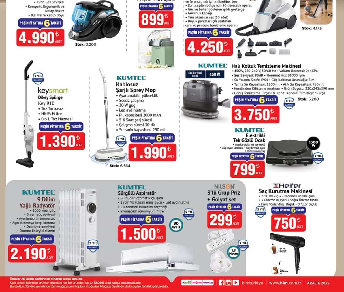 Bim Market 26 Aralık 2025 – 2 Ocak 2026 Aktüel İndirimli Ürünler Kataloğu
